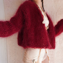 Load image into Gallery viewer, Vintage Raspberry Mohair Bubble Cardigan