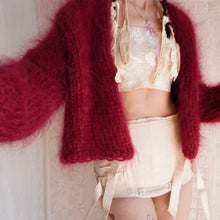 Load image into Gallery viewer, Vintage Raspberry Mohair Bubble Cardigan
