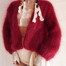 Load image into Gallery viewer, Vintage Raspberry Mohair Bubble Cardigan