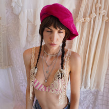 Load image into Gallery viewer, Vintage Magenta Velvet Beret
