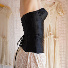 Load image into Gallery viewer, Vintage Black Satin Frederick&#39;s Of Hollywood Corset
