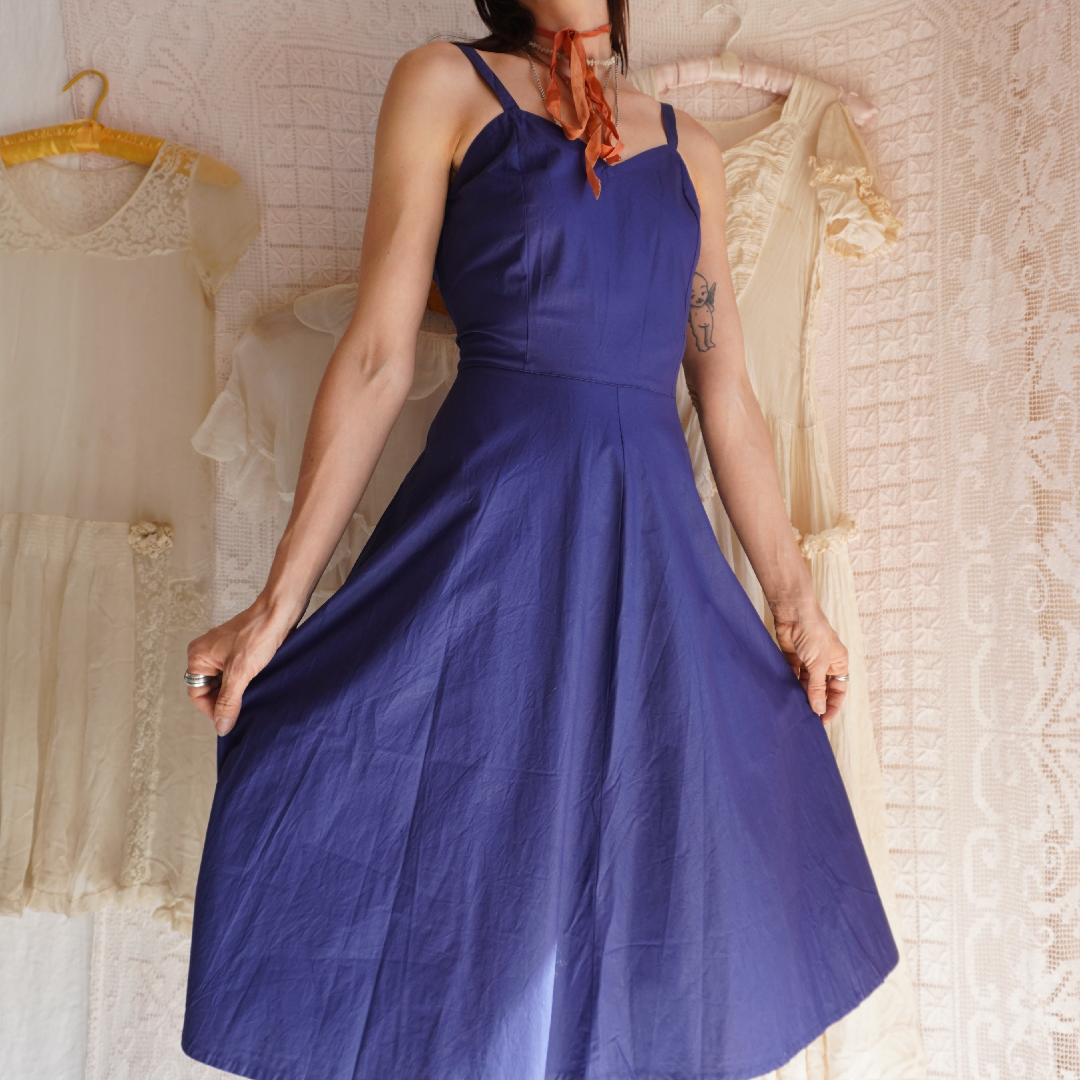Vintage Cerulean Blue Cotton Dress – AMUSE Vintage Cerulean Blue Cotton Dress – AMUSE