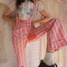 Load image into Gallery viewer, 1970&#39;s Novelty Patchwork Bellbottom Overall Jumpsuit
