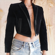 Load image into Gallery viewer, Vintage Black Velvet Cropped Jacket
