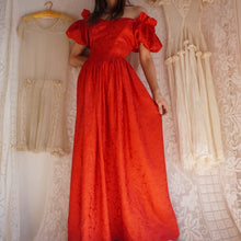 Load image into Gallery viewer, 1980&#39;s Cherry Satin Princess Dress
