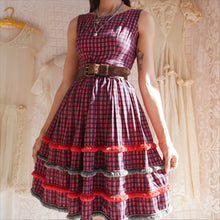 Load image into Gallery viewer, 1950&#39;s Cotton Plaid Dress with Fringe
