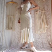 Load image into Gallery viewer, 1930&#39;s Cream Bias Cut Satin Slip Dress
