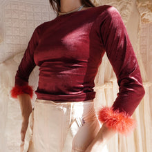 Load image into Gallery viewer, 1990&#39;s Velvet Top with Marabou Trim

