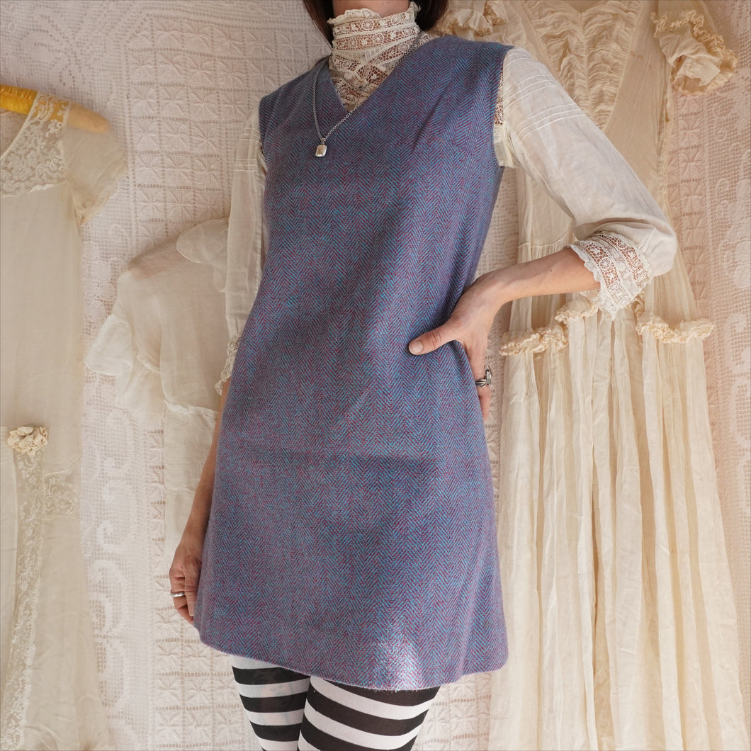 1970's Herringbone Wool Jumper Dress