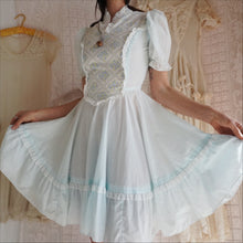 Load image into Gallery viewer, 1970&#39;s Sun Faded Blue Square Dancing Dress
