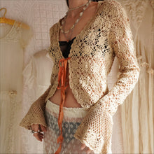 Load image into Gallery viewer, 90&#39;s Bell Sleeve Crochet Cardigan
