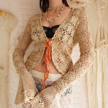 Load image into Gallery viewer, 90&#39;s Bell Sleeve Crochet Cardigan
