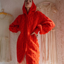 Load image into Gallery viewer, 1970&#39;s Hand Crochet Red Riding Hood Cocoon Sweater
