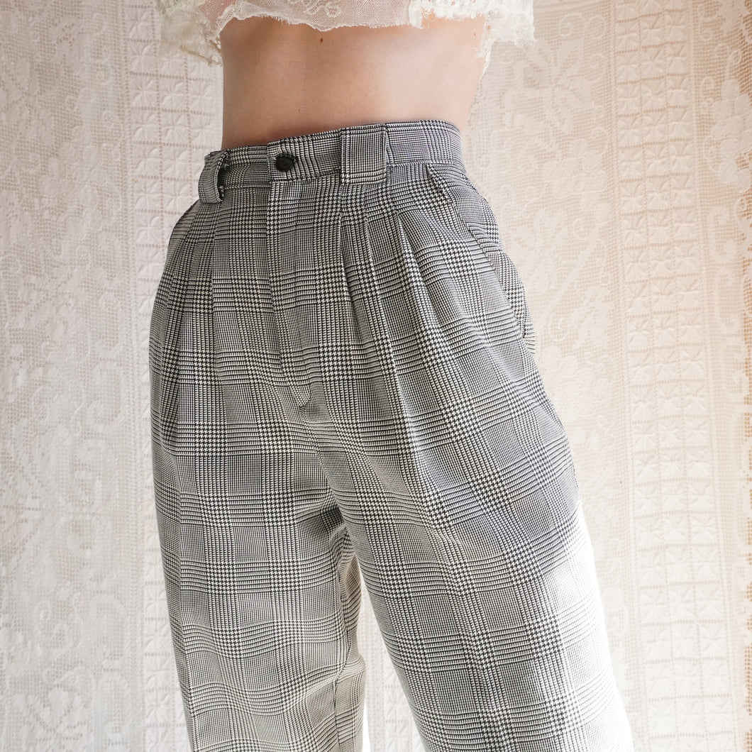 1990's High Waisted Plaid Houndstooth Trousers
