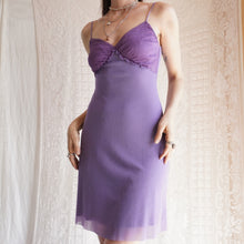 Load image into Gallery viewer, 1990&#39;s Lilac Mesh and Silk Dress
