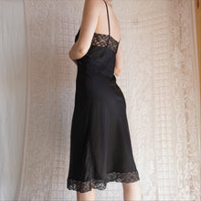 Load image into Gallery viewer, Vintage Black Satin and Lace Slip

