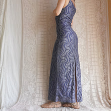 Load image into Gallery viewer, 1990&#39;s Cerulean Metallic Crochet Maxi Dress
