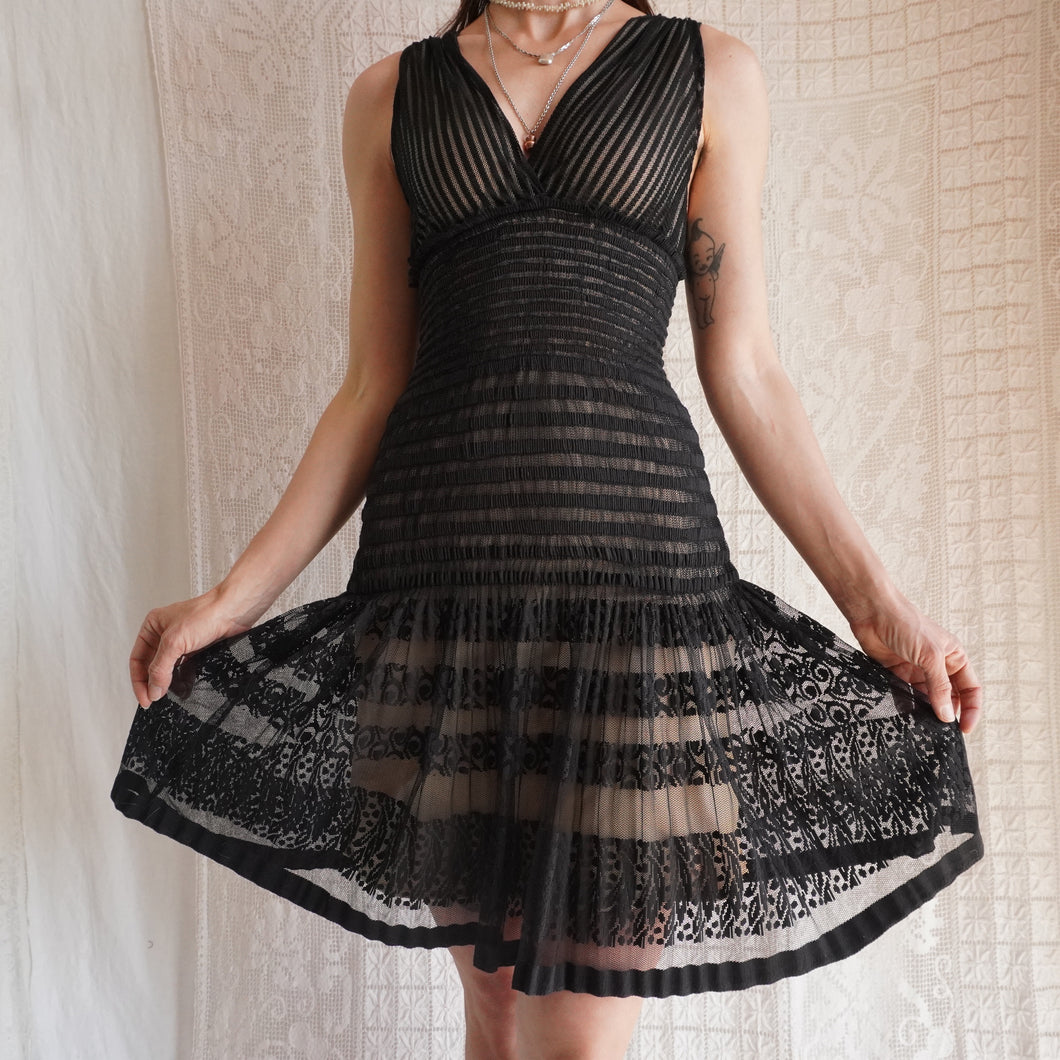 Y2K Illusion Mesh and Lace Dress