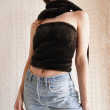 Load image into Gallery viewer, Y2K Chocolate Brown Faux Fur Tube Top

