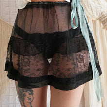 Load image into Gallery viewer, One of a Kind Sheer Black Mesh, Lace, and Silk Ballet Skirt
