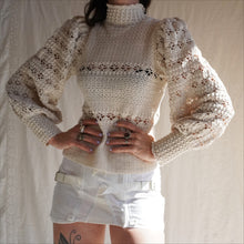Load image into Gallery viewer, Vintage Ecru Cotton Hand Crochet Blouse
