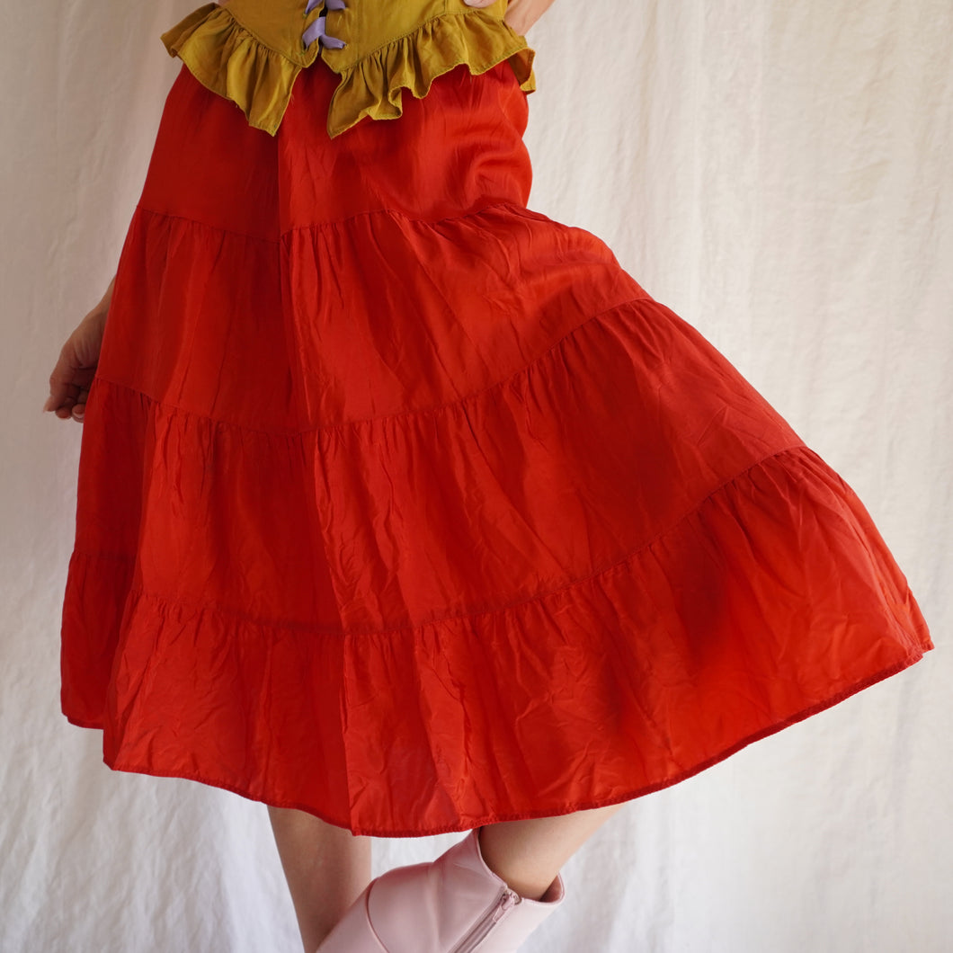 1940's Cherry Red Tiered Petticoat