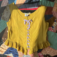 Load image into Gallery viewer, Vintage Chartreuse Corset Blouse
