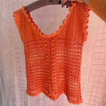 Load image into Gallery viewer, Vintage Orange Hand Crochet Top
