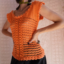 Load image into Gallery viewer, Vintage Orange Hand Crochet Top

