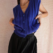 Load image into Gallery viewer, Vintage Cobalt Cable Knit Vest
