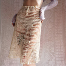 Load image into Gallery viewer, 1970&#39;s Ecru Cotton Crochet Net Skirt

