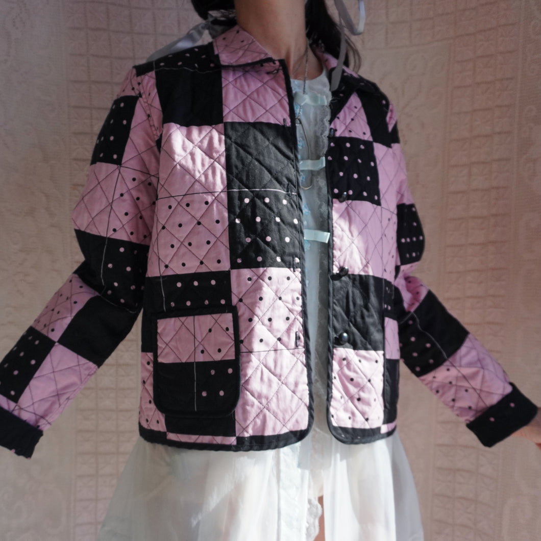 Y2K Quilted Checkered Cotton Jacket