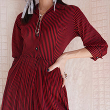 Load image into Gallery viewer, 1940&#39;s Black and Red Striped Dress
