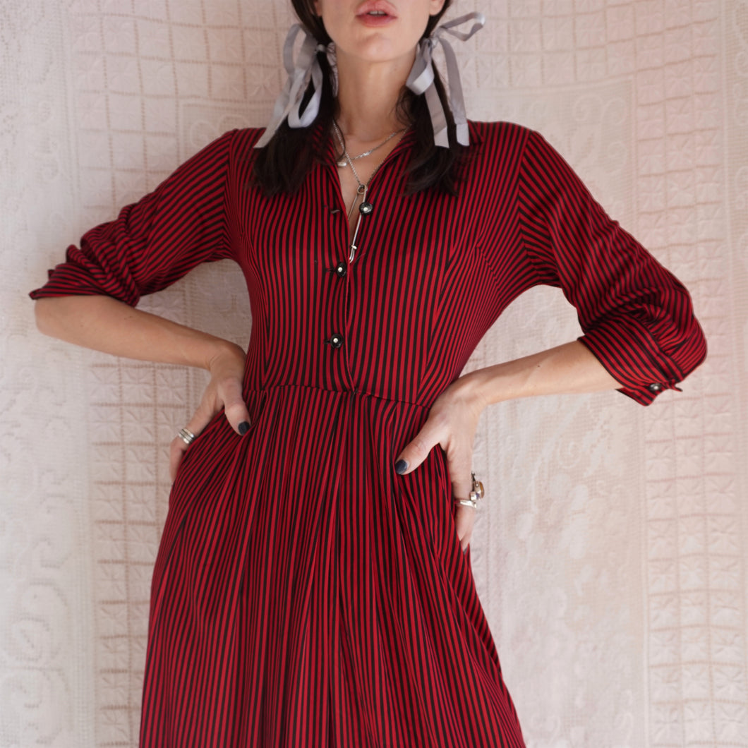 1940's Black and Red Striped Dress