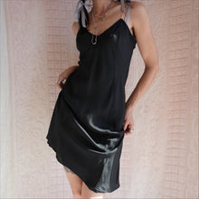 Load image into Gallery viewer, Vintage Slinky Black Rayon Slip Dress
