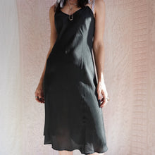 Load image into Gallery viewer, Vintage Slinky Black Rayon Slip Dress

