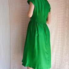Load image into Gallery viewer, Vintage Beetle Green Silk Dress
