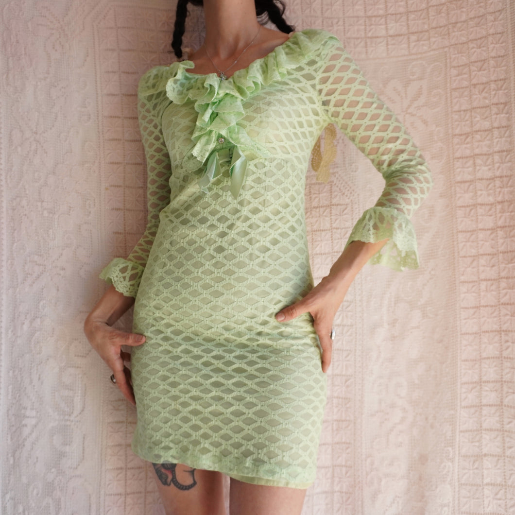 1960's Pistachio Lace Mini Dress