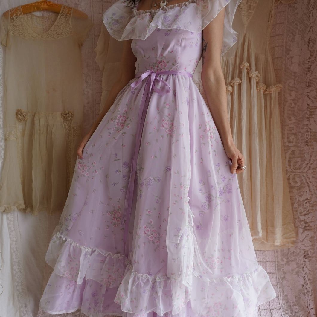 1970's Lilac Garden Prairie Dress